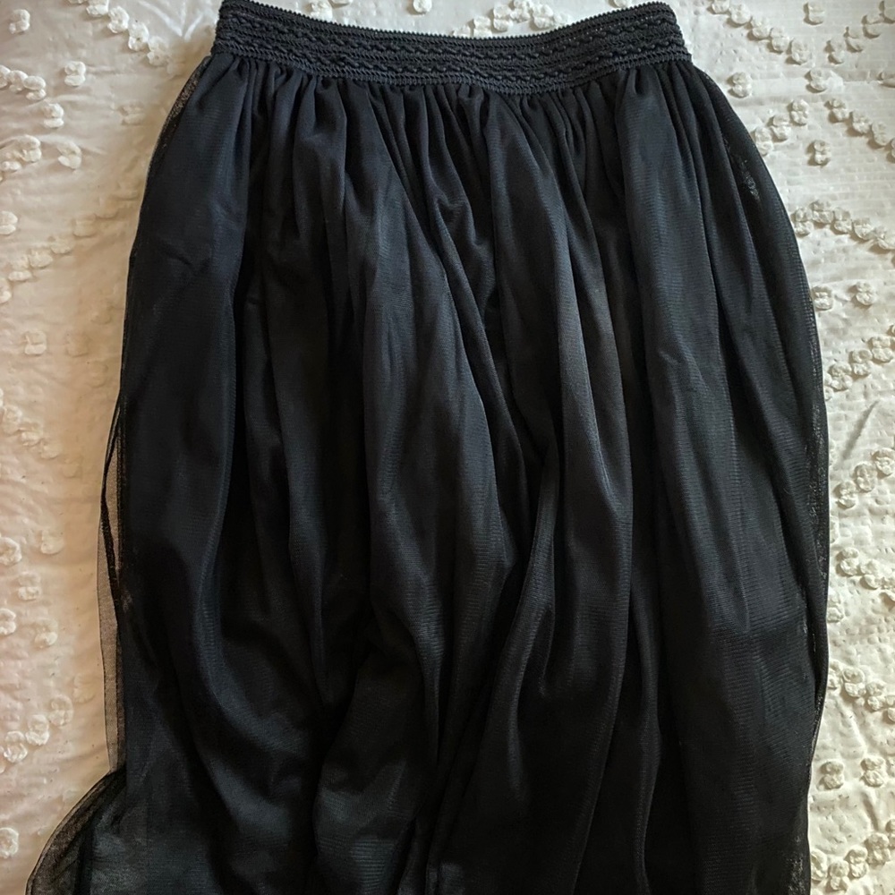 Black Ruffle Midi Skirt